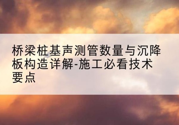 嘉黎桩基需要预埋几根声测管？-桥梁桩基声测管数量与沉降板构造详解-施工必看技术要点